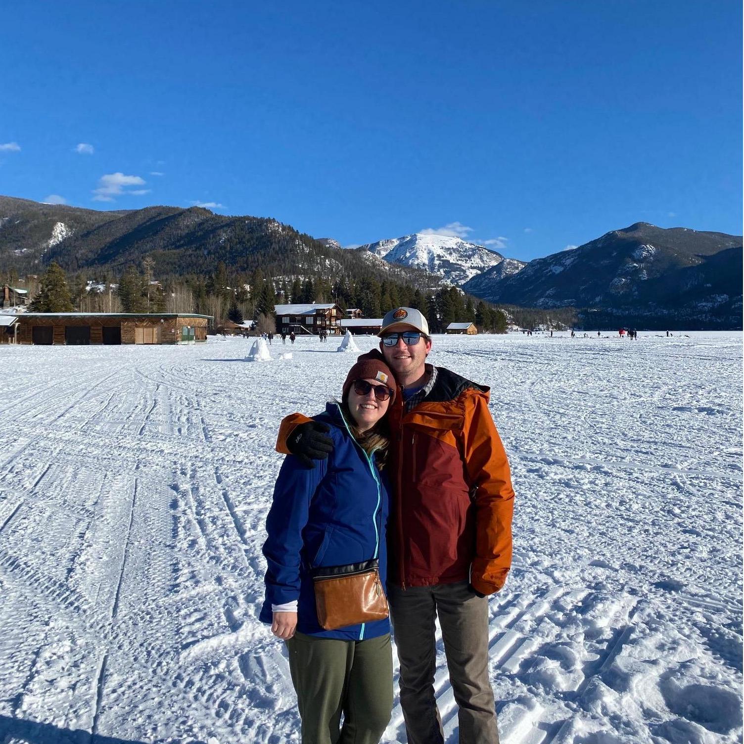 New Years Day walking on frozen Grand Lake