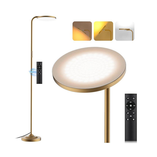 SIBRILLE 36W LED Floor Lamp, Super Bright Standing Lamp, Modern Stepless Dimmable Torchiere Tall Lamp with Remote Control, 350°Rotating Head Reading Floor Lamp for Living Room, Bedroom, Office