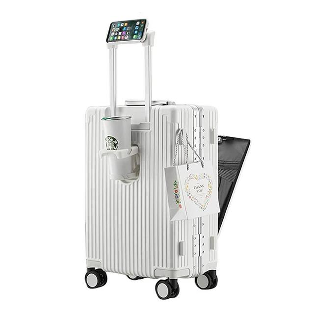 feilario Hardside Expandable Spinner Wheel Luggage, Built-In TSA lock Carry on Suitcase, with USB Port & Cup Holder & Phone Holder