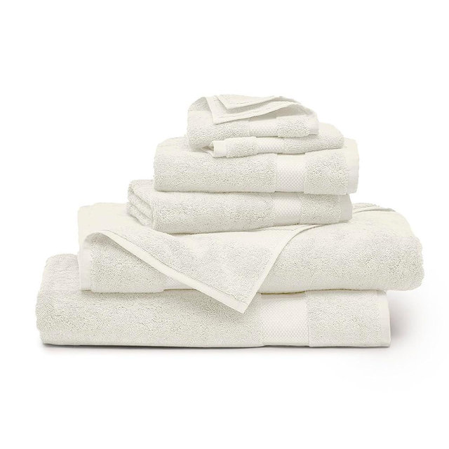 BOLL & BRANCH Plush Bath Towel Set - Cream - 6 Piece - Includes 2 Bath Towels, 2 Hand Towels & 2 Washcloths - 100% Organic Cotton - Ultra Soft & Luxurious - Quick Absorbing