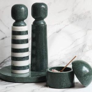 Geneve Green and White Marble Salt & Pepper Mill by Daniel Humm