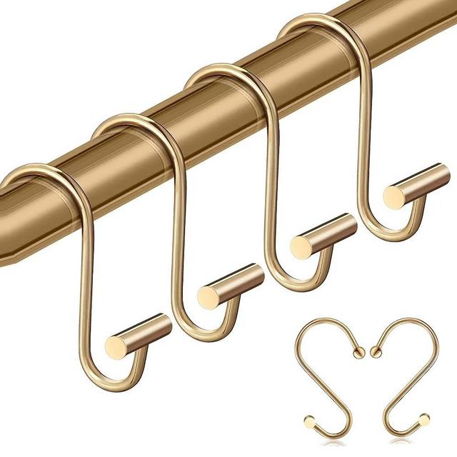 12 PCS Metal Decorative Shower Curtain Hooks Hangers for Shower Curtain Rod, Rust Proof Shower Curtain Rings for Bathroom Shower Rods Curtains (B)