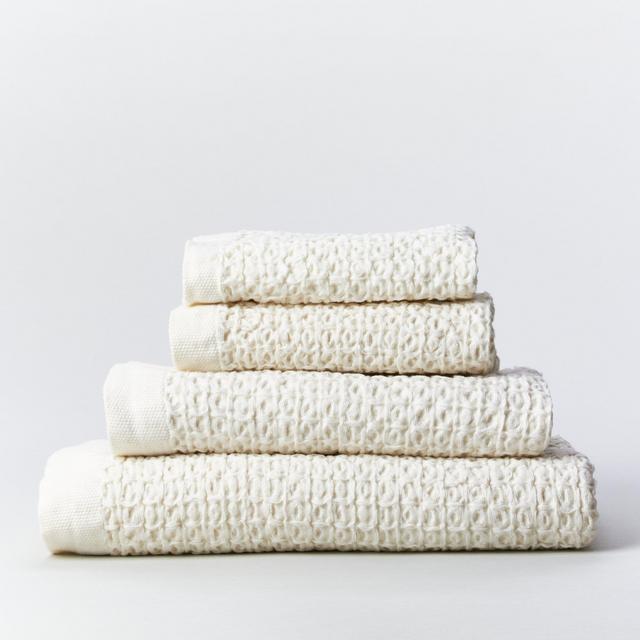 Ivory Lattice Linen Japanese Hand Towel