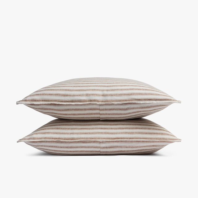 Standard Relaxed Linen Stripe Sham Set Pecan & Parchment - Parachute for Target
