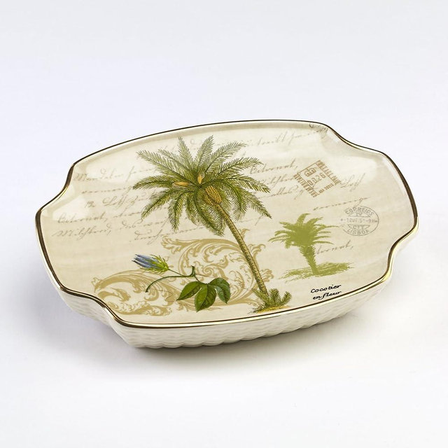 Avanti Linens - Soap Dish, Countertop Bathroom Accessories, Tropical Inspired Home Decor (Colony Palm Collection)