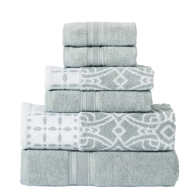 Modern Threads Monroe 6-pc Yarn Dyed Jacquard/Solid Towel Set, Dark Sage