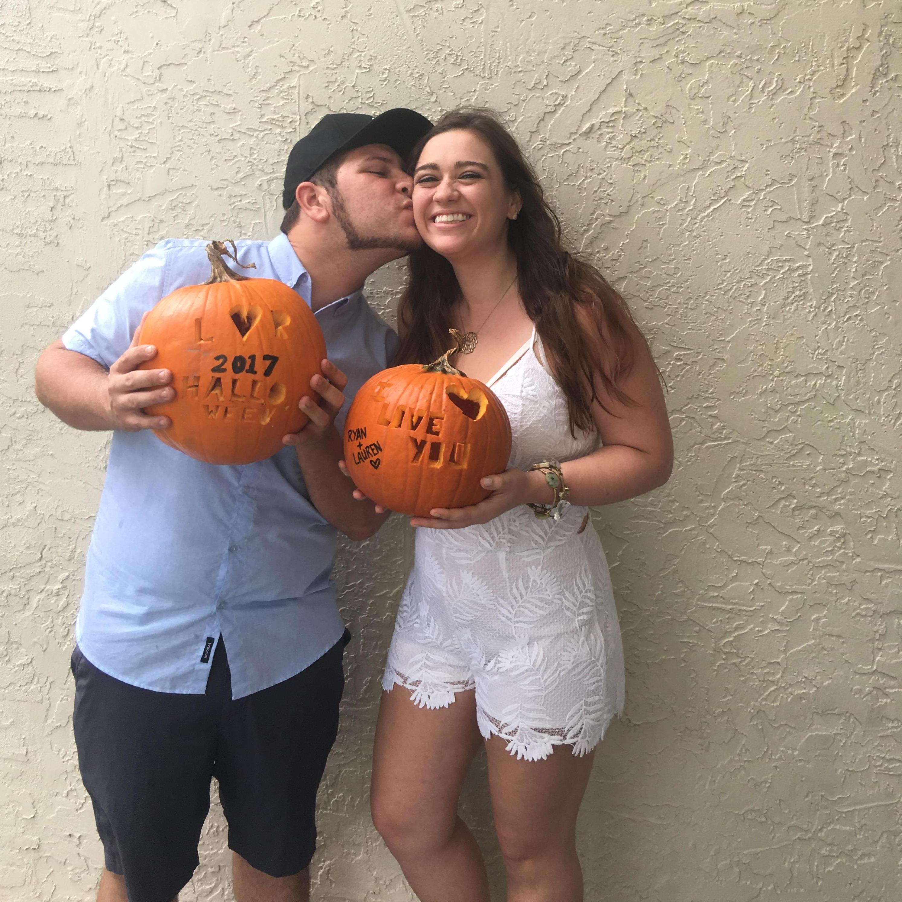 The day Lauren told Ryan "I love you" (carved out in a pumpkin of course!)