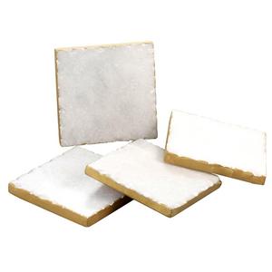 Thirstystone NMKA2170 Square White Marble/Gold Edged Coasters (Set of 4), Multicolor