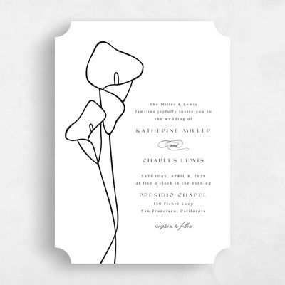 White Ticket Wedding Invitation - Calle Portrait