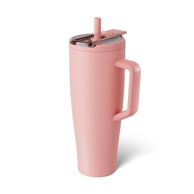 BrüMate Era Flip 40oz Tumbler with 100% Leakproof Covered Straw Lid | Hygienic Covered Straw | Insulated Stainless Steel Water Bottle with Handle | Cup Holder Friendly | BPA-Free (Guava)