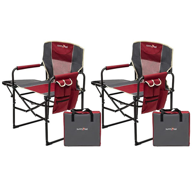 SUNNYFEEL Camping Directors Chair, Heavy Duty,Oversized Portable Folding Chair with Side Table, Pocket for Beach, Fishing,Trip,Picnic,Lawn,Concert Outdoor Foldable Camp Chairs