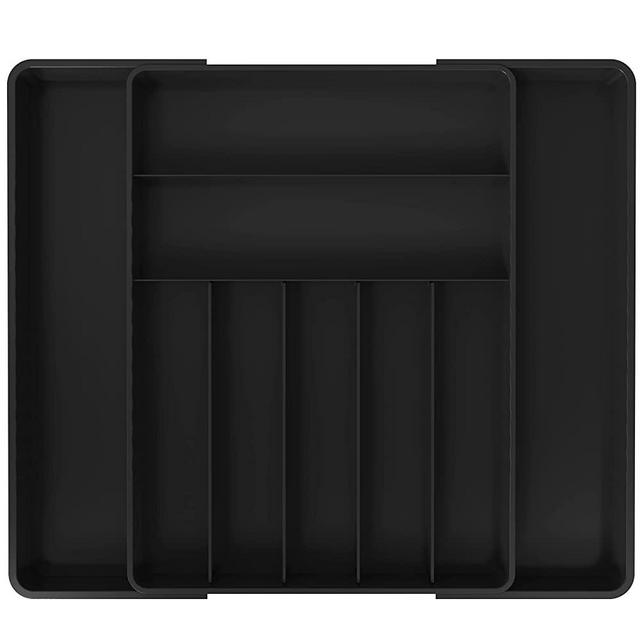 SimpleHouseware Expandable Kitchen Drawer Flatware Organizer, Black