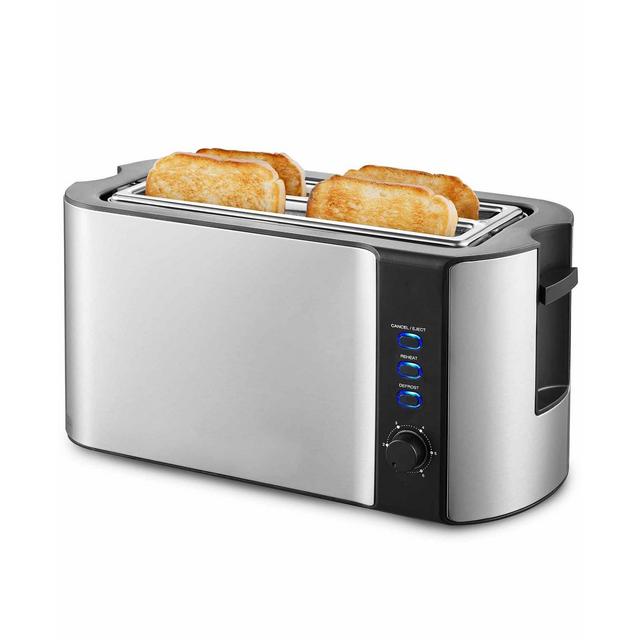 Elite Cuisine 4-Slice Stainless Steel Long Slot Toaster