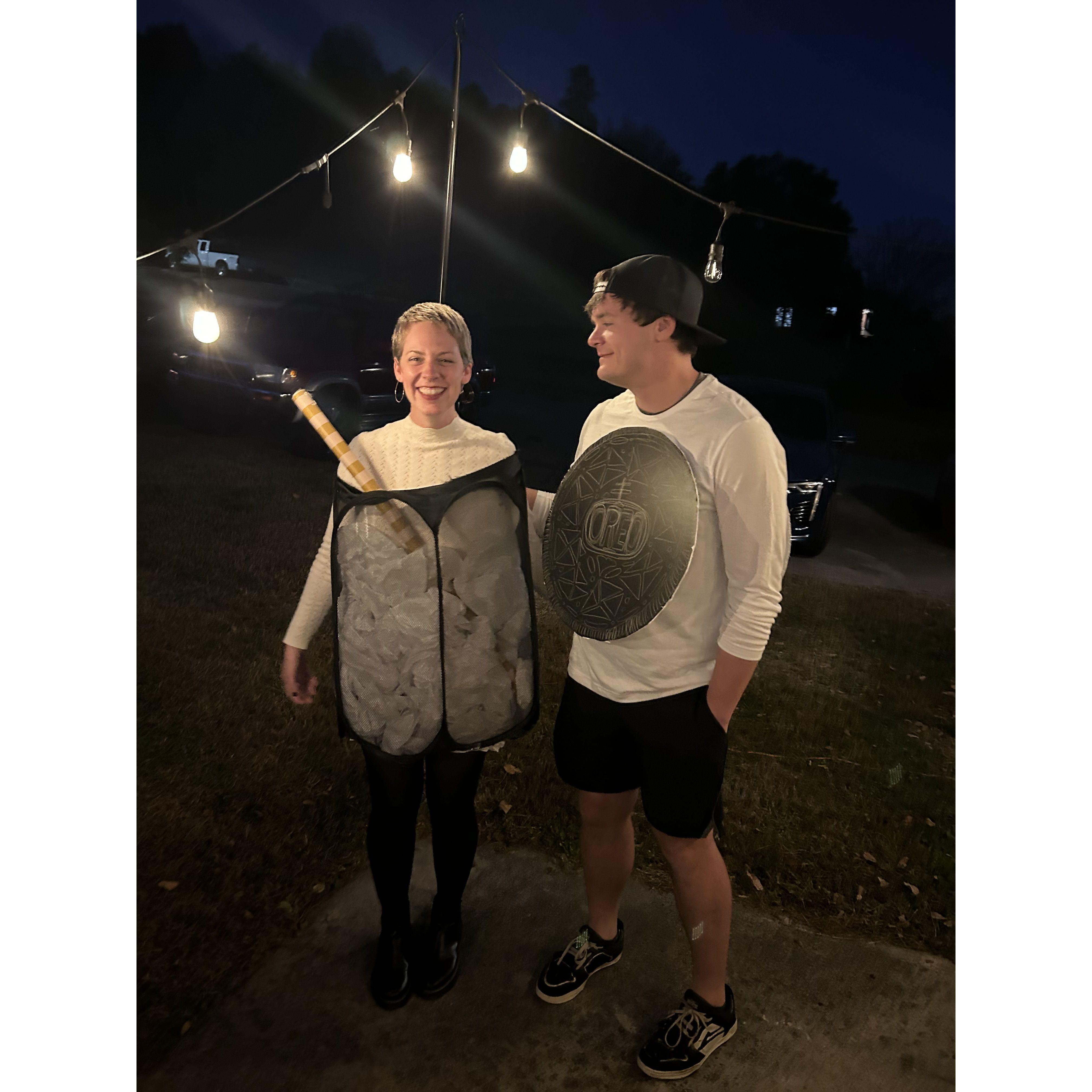 At a party our first Halloween dating, we were milk and cookies. 10/2023