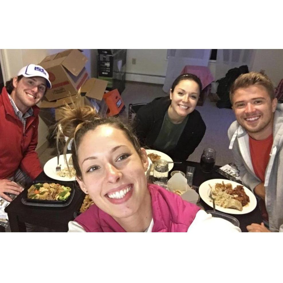 Double dates at Hannah's apartment with her roommate Chelly (maid of honor) and her boyfriend Ben.