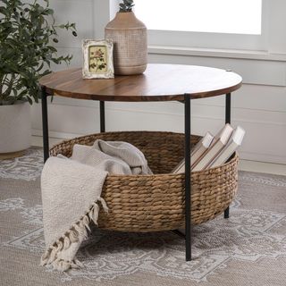 Carly Modern Coffee Table with Storage Basket