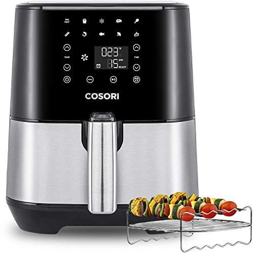 COSORI Air Fryer(100 Recipes,Rack & 4Skewers),Stainless Steel Electric Air Fryers Oven Oilless Cooker,9 Cooking Presets,Preheat&Alarm Reminder,3.7-Quart Nonstick Basket,ETL Listed