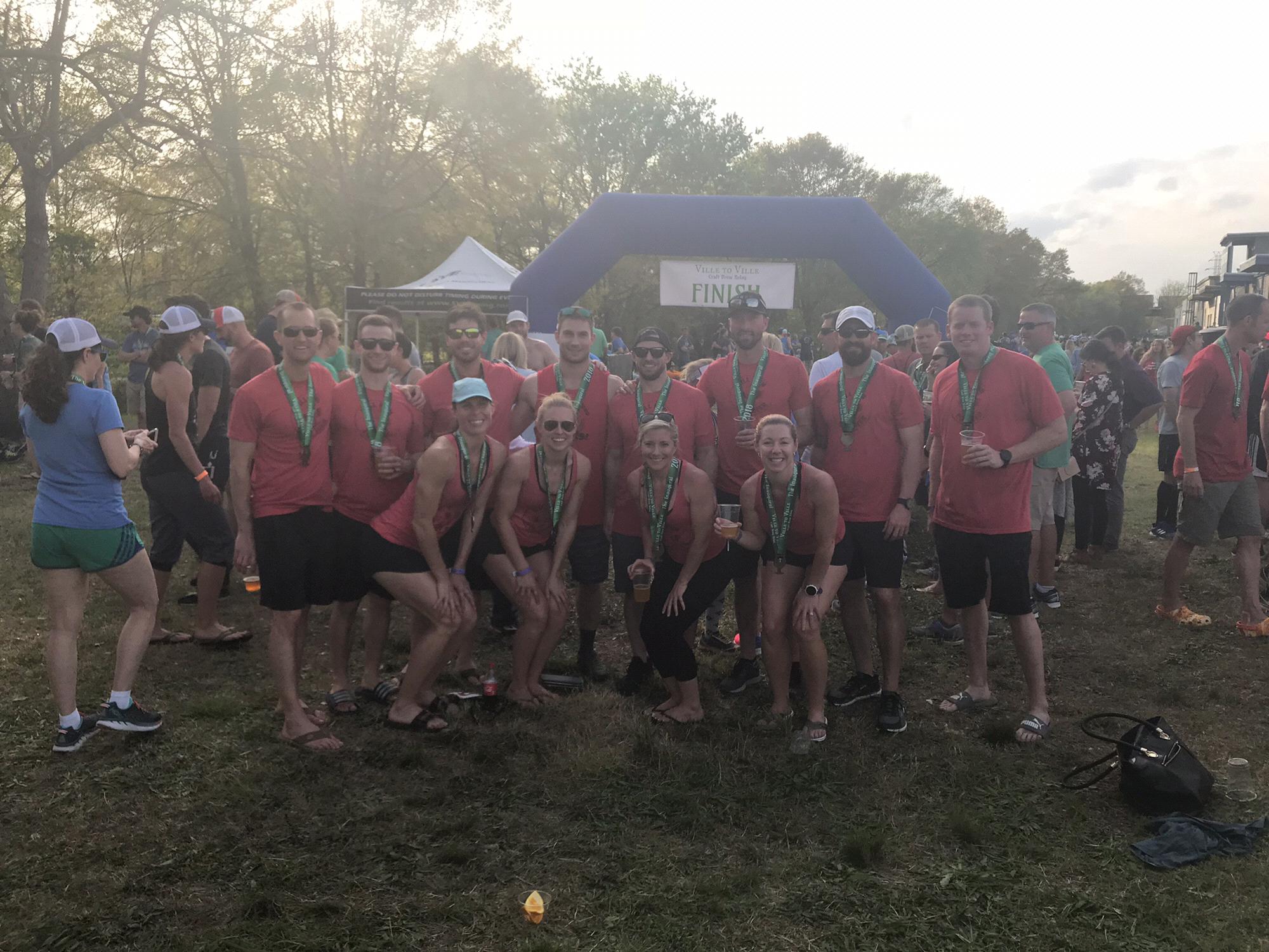 April 2018. Running races with fit friends.