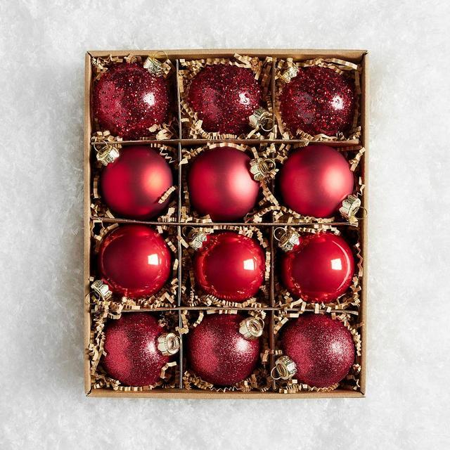 Mixed Ornaments, Red, Set of 12
