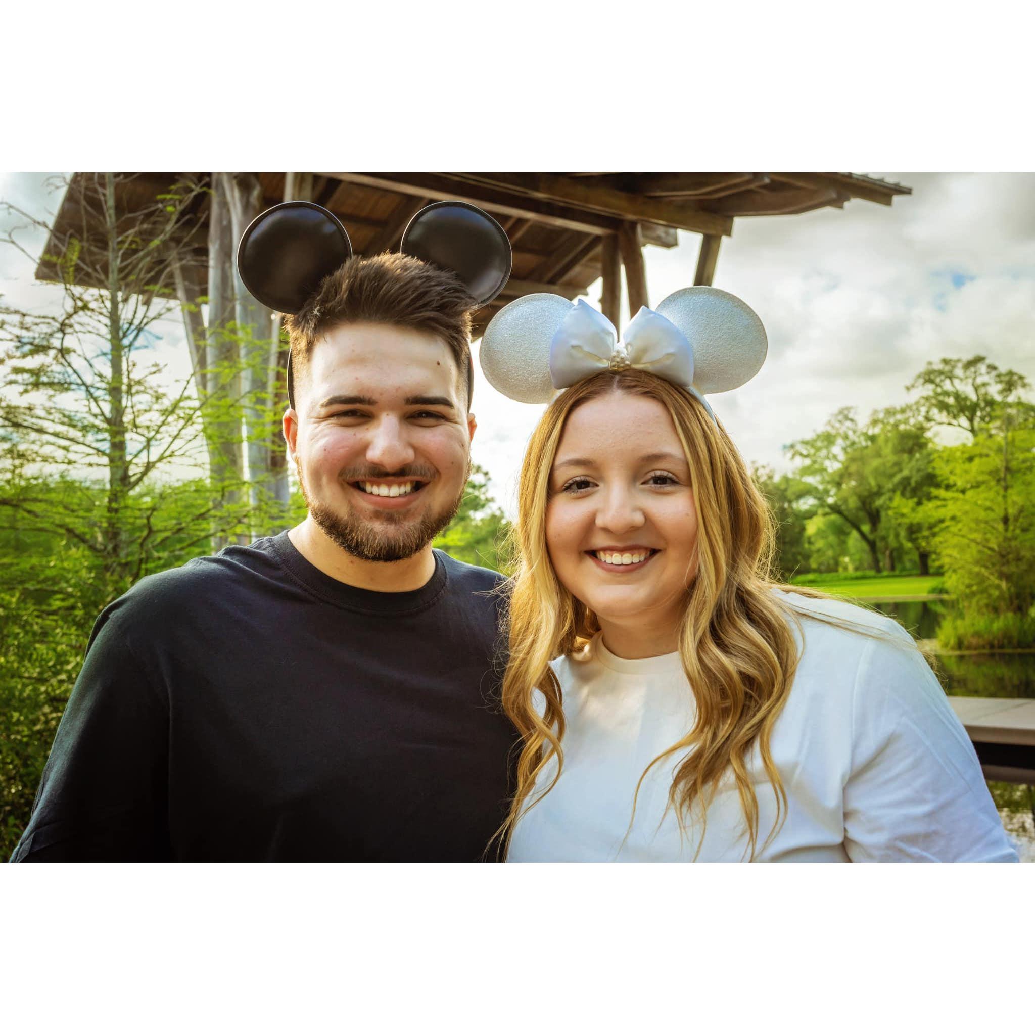 Our official engagement photos, we had to throw the mickey ears in there :)