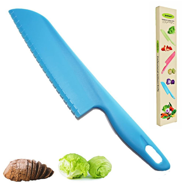 jawbush Professional Lettuce Knife to Prevent Browning, 11" Plastic Serrated Knife for Veggies, Fruit, Bread, Cake, Salad, No BPA Chef Knife for Cooking and Cutting - Safe & Durable Nylon Knife Set