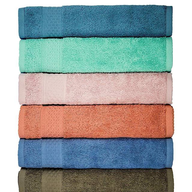 Cleanbear Face-Cloth Washcloths Set,100% Cotton, High Absorbent, 6-Pack 6 Colors, Size13 x13-deep Color
