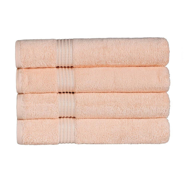 Superior Egyptian Cotton 4-Piece Bath Towel Set for Shower, Bath, Spa, Resort, Hotel, Soft Body Towels, Airbnb Essentials, Apartment, Dorm, Quick Dry, Absorbent, Bathroom Basics, Peach