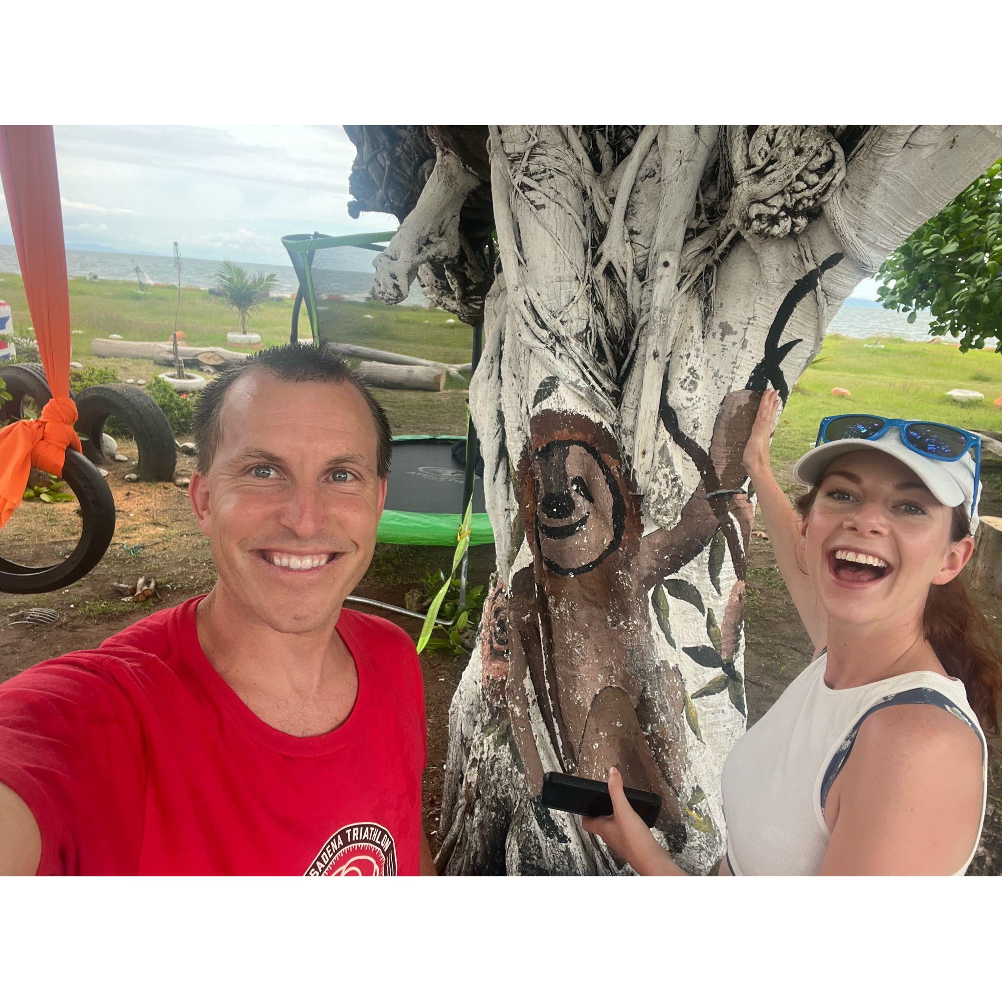The day of the proposal! Mallory was pretty excited to find this sloth on the tree :)