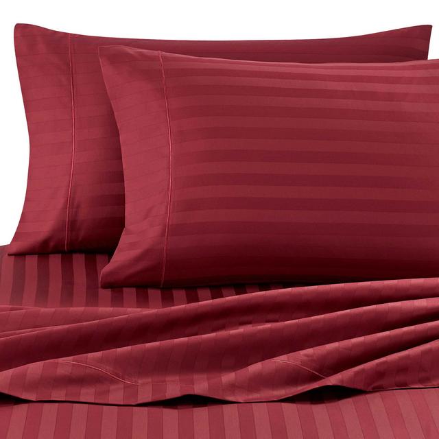 Wamsutta® Damask Stripe 500-Thread-Count PimaCott® King Sheet Set in Burgundy