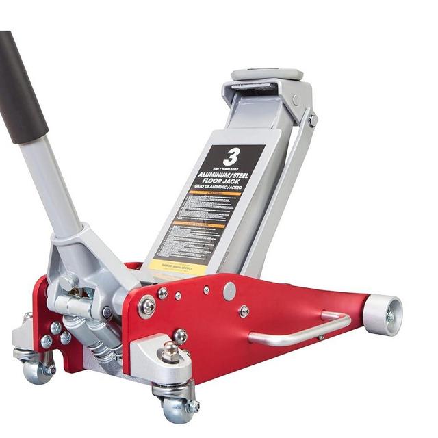 BIG RED TAM830011L Torin Hydraulic Low Profile Aluminum and Steel Racing Floor Jack with Dual Piston Quick Lift Pump, 3 Ton (6,000 lb) Capacity, RED