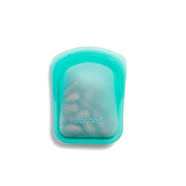 Stasher Premium Silicone Reusable Food Storage Pocket Bag, Aqua, Microwave, Sous Vide, Dishwasher, Oven and Freezer Safe, BPA Free, Leak-free, Eco-friendly, 4 Oz