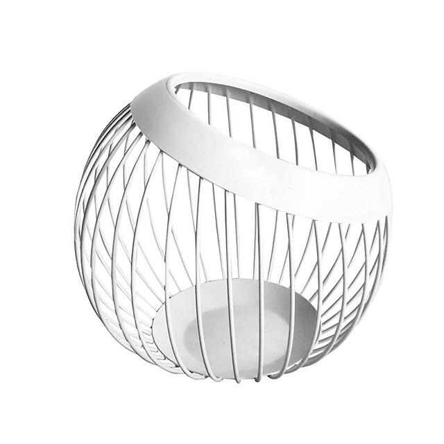 VANRA Metal Wire Fruit Bowl Sturdy Fruit Basket Fruit Holder Snack Storage Decorative Centerpiece Bowl for Modern Kitchen, Countertop, Living Room (White)