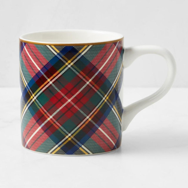 Tartan White Stewart Mugs, Set of 4