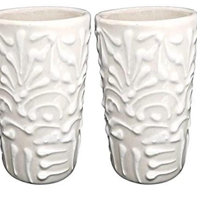 MEXTEQUIL - Talavera Shot Glasses Set of 4 Authentic Mexican Tequila Shot Glasses - Hand-painted - 2 Oz (White Lace)