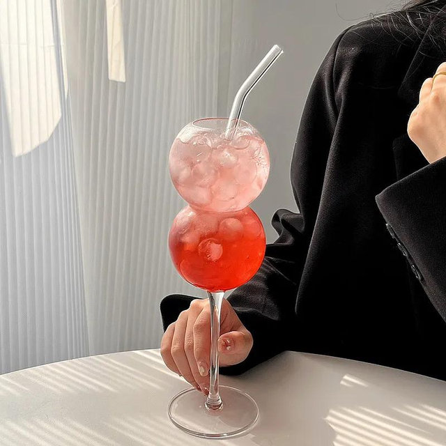 Afralia™ Bubble Ball Glasses Drinkware for Bar and Restaurant - see Picture / with straw
