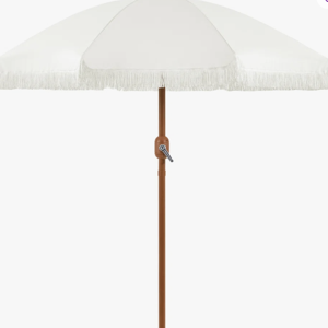 90” Tilt Beach Patio Umbrella with Fringe - Cream