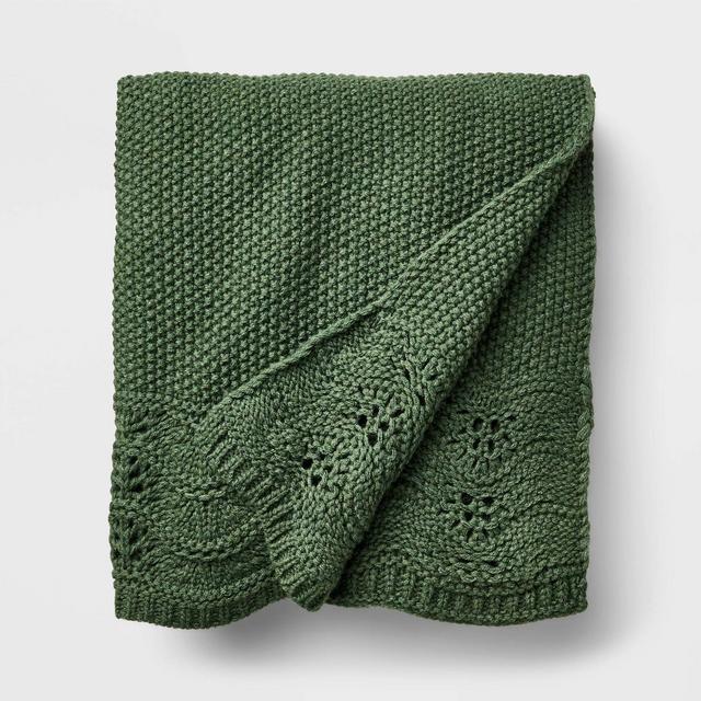 Scalloped Knit Throw Green - Threshold™ designed with Studio McGee