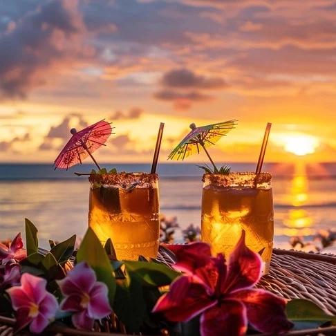 Tropical Cocktails at Sunset