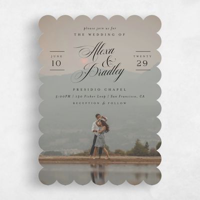 Black Scalloped Wedding Invitation - Loren Photo