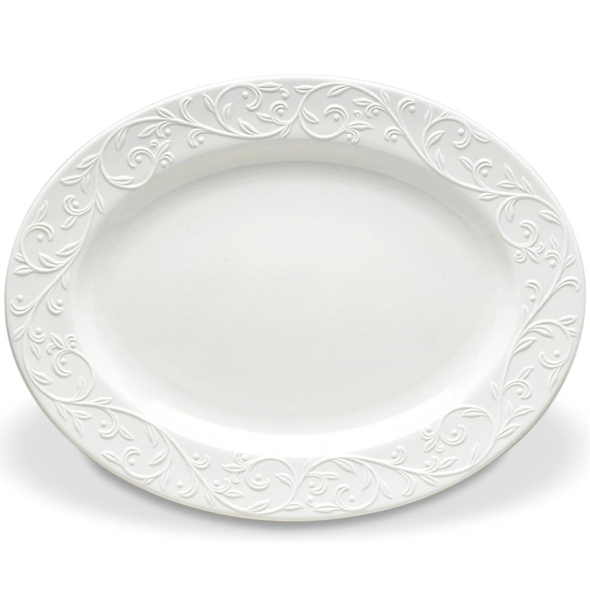 Lenox Opal Innocence Carved Large Oval Platter -,White