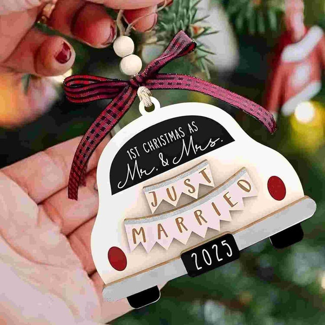 Wedding Gifts - Mr and Mrs Gifts - 1st Christmas as Mr and Mrs for 2025 Ornament, Wood Ornament for Couple, Bride - First Christmas Married Ornament 2025- Future Mr and Mrs, Bridal Shower Gifts