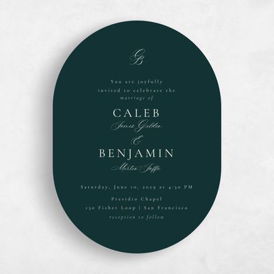 Dark Emerald, Green Wedding Invitation - Twila Portrait