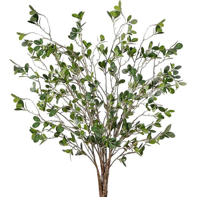 Sggvecsy 43’’ 6Pcs Artificial Ficus Branches Faux Leaf Spray Green Eucalytus Branches Artificial Greenery Stems Fake Ficus Twig Plants for Home Office Wedding Vase Filler Shop Decoration