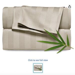 Pure Bamboo King Sheets, Genuine 100% Organic Viscose Derived from Bamboo Bed Sheet Set, Luxuriously Soft & Cooling, Double Stitching, 2 Year Quality Promise (King, Jacquard Sand)