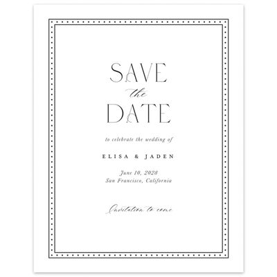 White Bordered Wedding Digital Save the Date - Calidore Portrait