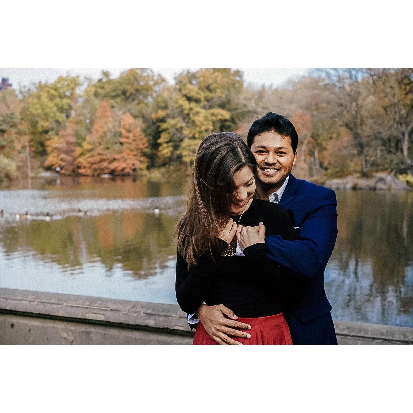 Engagement photo in Central Park, November 2019