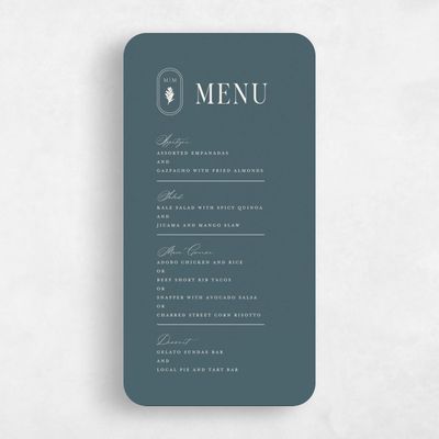 Blue Rounded Wedding Menu - St Lucia