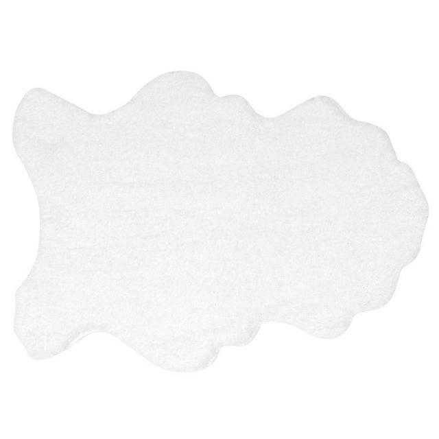 White Faux Hide Bath Rug, 22x31"