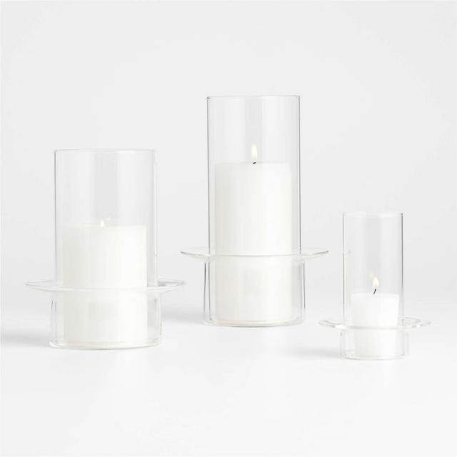 Gara Clear Glass Hurricane Candle Holders, Set of 3