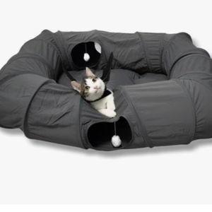 Cat Tunnel Bed with Cool Mat, X-Large - Dark Grey